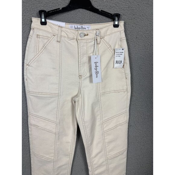 Indigo Rein Juniors' Women's Beige Baggy Denim Jeans Straight Leg Crop 7 NWT's - Picture 2 of 8